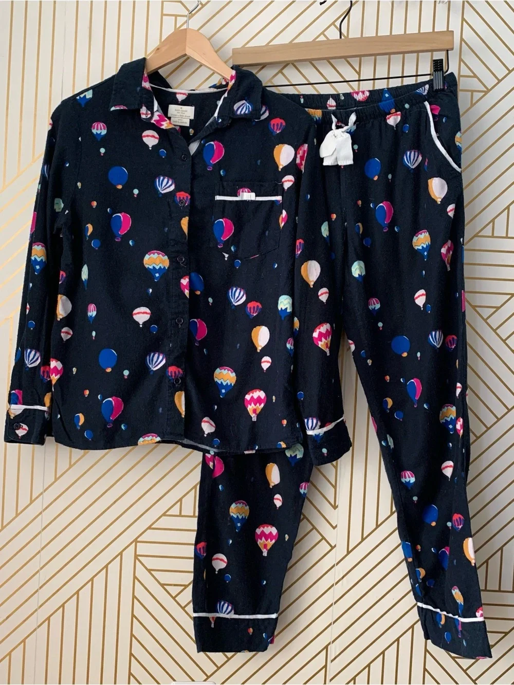 Kate Spade cotton blend Hot Air Balloon Sleep Set pajamas PJs pajama set bold S